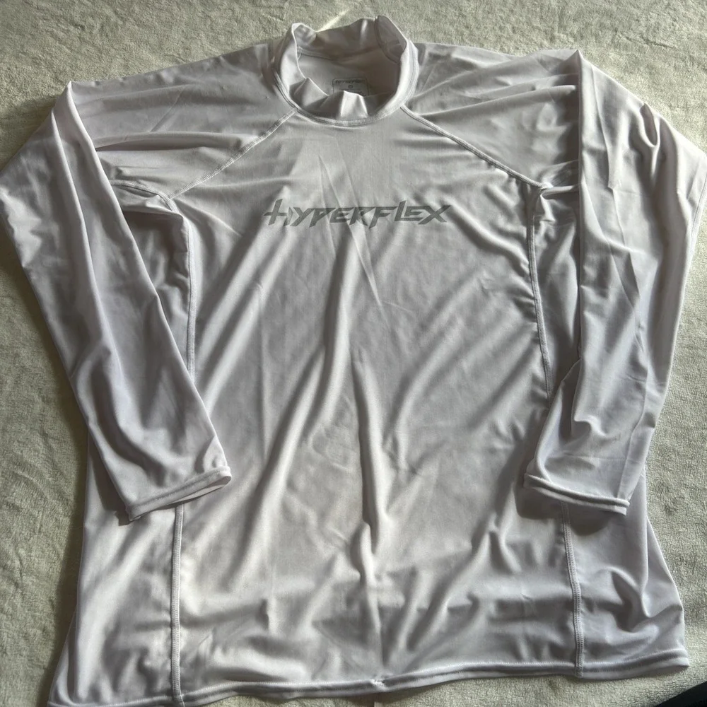 Hyperflex Men's Rashguard Loose Fit Long Sleeve 50+ UV Protection White 2XL
